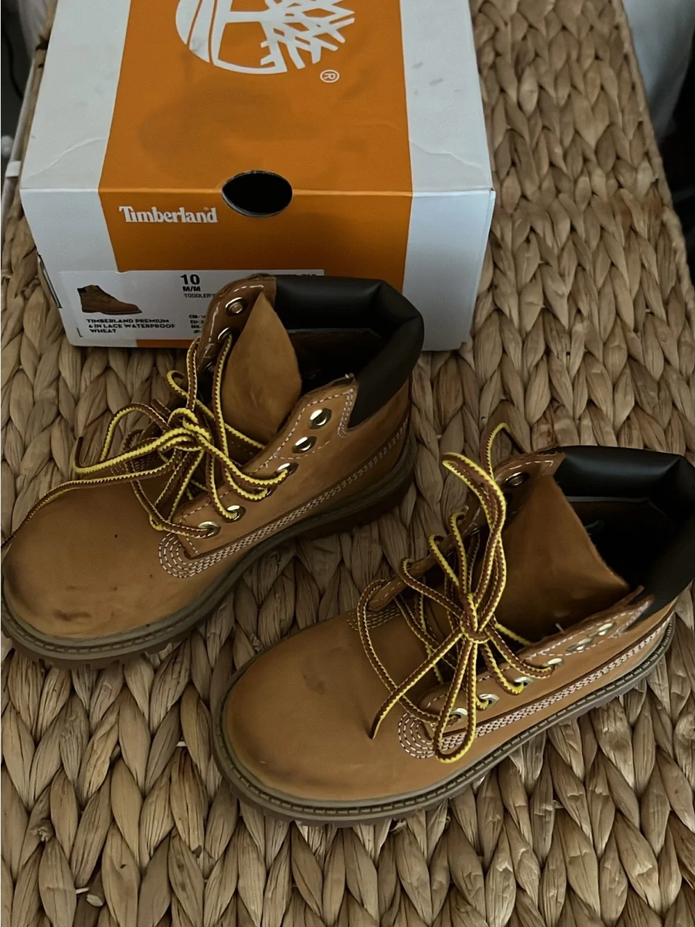 Timberland kids Wheat/Tan Boots with Yellow Accent Laces